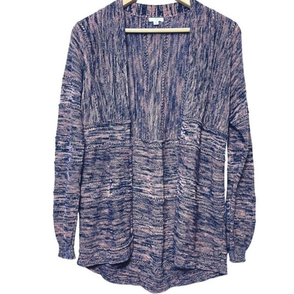 BP Cardigan Crochet‎ Knit Sweater Womens S Blue Space Dye 100% Cotton Open Soft